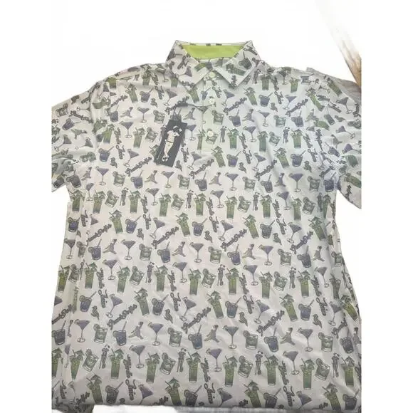 Grunk Dolfer Men's Polo Shirt with Cocktail Drink Print - Picture 1 of 7